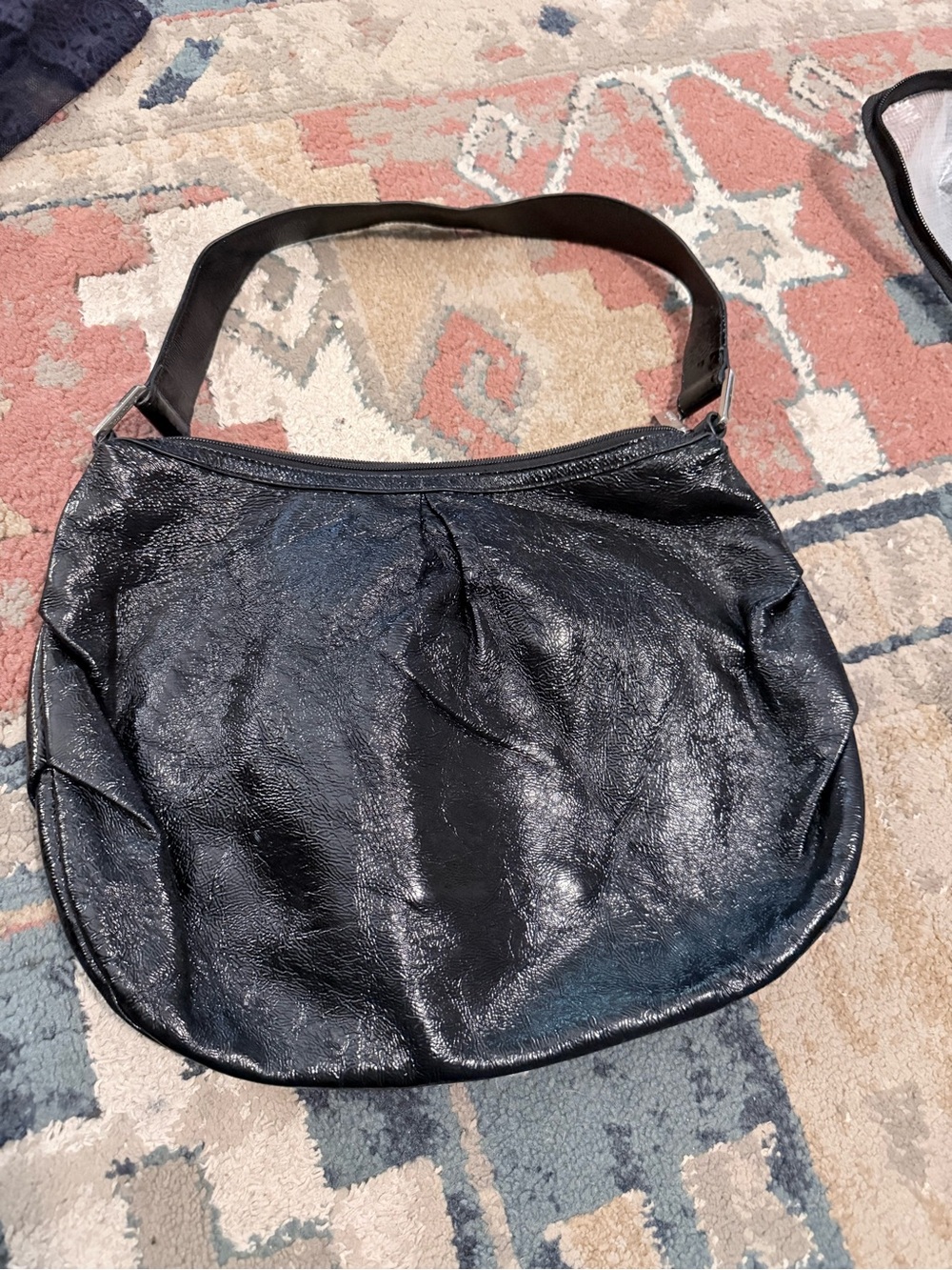 HOBO Black Shiny Hobo Shoulder Bag